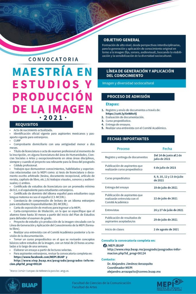 Convocatoria Maestria en Estudios y Producción de la imagen 2021